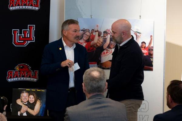 Golden Wright and Mike Getz at Press Conference